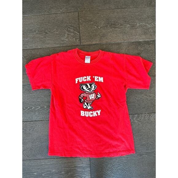 F 'Em Bucky Badger T Shirt Wisconsin Badgers Size Medium - Picture 1 of 3